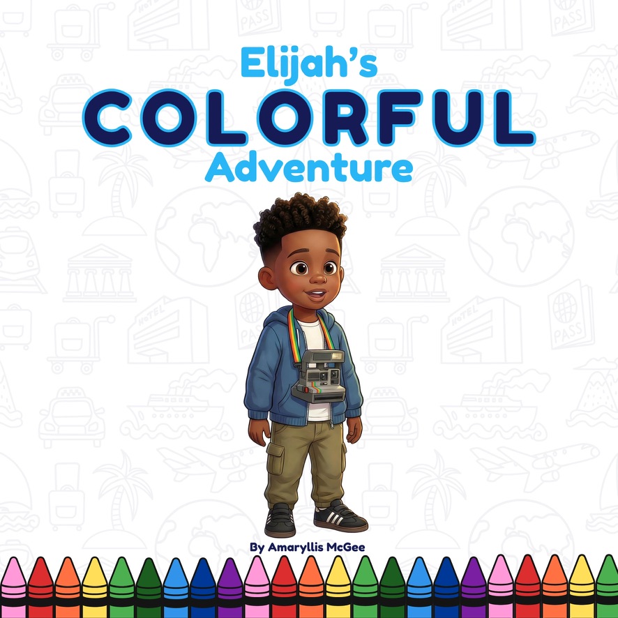 Elijah's Colorful Adventure book cover — Afro-Latino children's coloring book by Amaryllis McGee